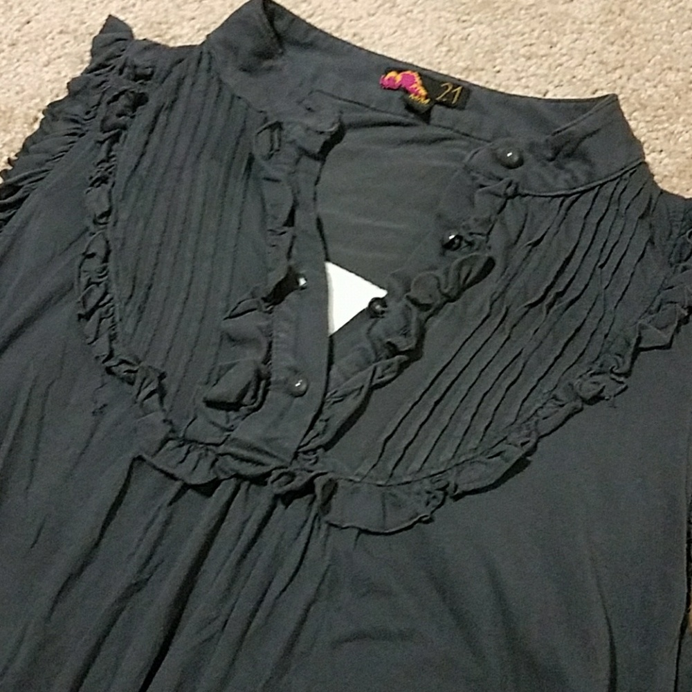 Sleeveless Grey Ruffle Top - Picture 2 of 2